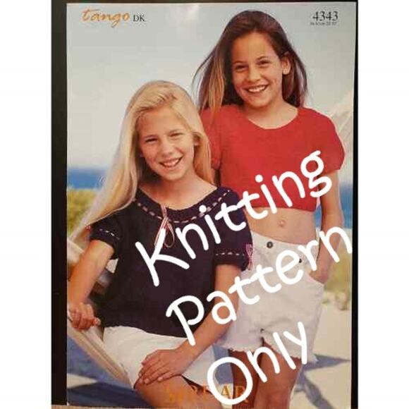 New Sirdar 4343 Tango Child Girls Short Sleeve Top Sweater Knitting Pattern - Picture 1 of 3